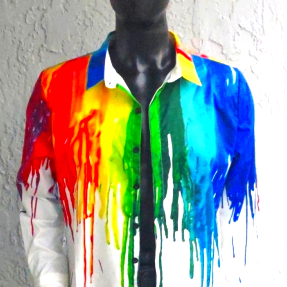 Xuan Ying Collection Men's Dripping Paint Designer Shirt (Taiwan)